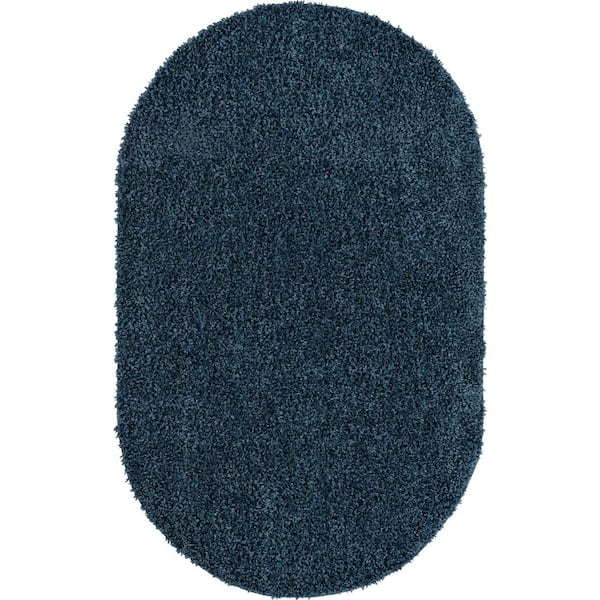 Unique Loom Davos Shag Marine Blue 5 ft. x 8 ft. Oval Area Rug
