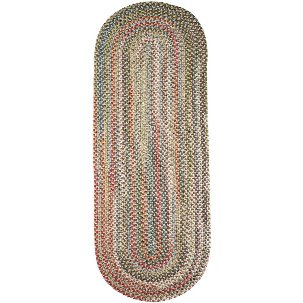 Rhody Rug Bouquet Champagne 2 ft. x 6 ft. Indoor/Outdoor Braided Runner Rug BQ55R024X072 The