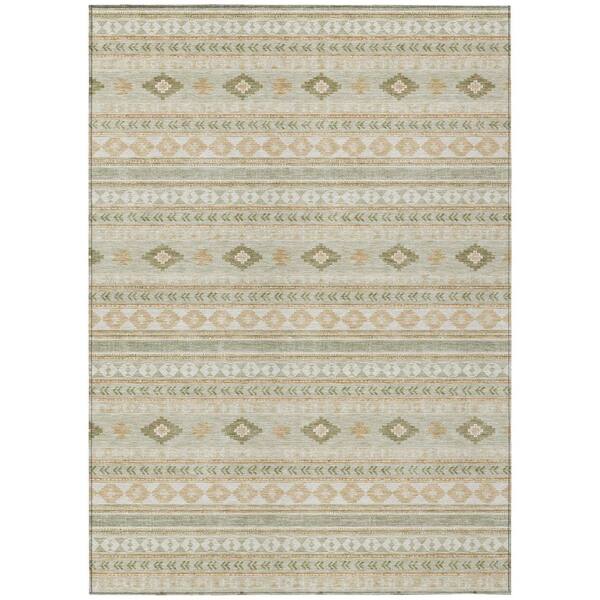Chantille Machine Washable Indoor/Outdoor Abstract ACN3124 Aloe 8 ft. x 10 ft. Area Rug