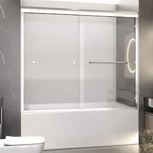 60 in. W x 58 in. H Bypass Sliding Semi Frameless Tub Door in Chrome