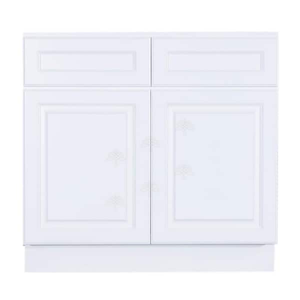 Newport Assembled 36 in. W x 21 in. D x 34.5 in. H Vanity Cabinet with 2 Doors in Classic White