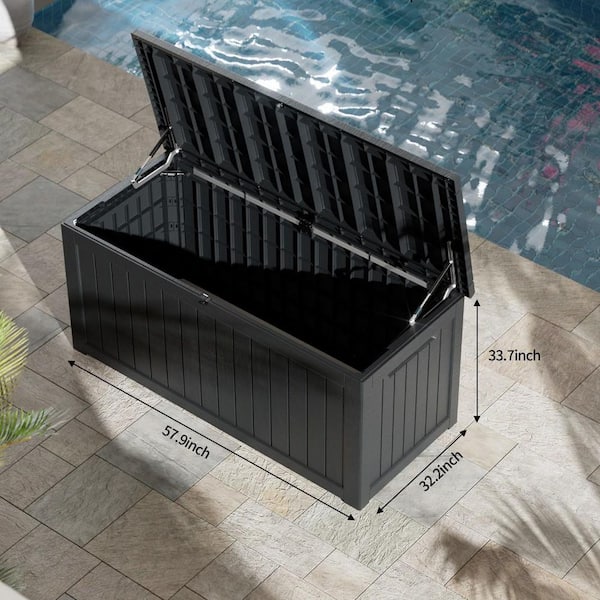 Black Resin Outdoor 230 Gal Large Storage Deck Box