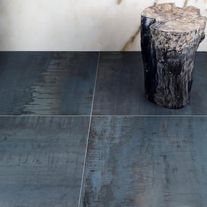 Angela Harris Metallic Dark Blue 24 in. x 24 in. Matte Porcelain Floor and Wall Tile (15.49 Sq. Ft. / Case)