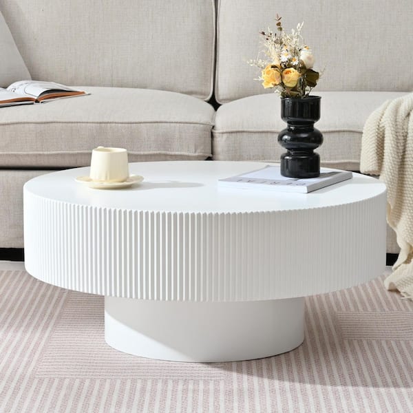 31.5 in. White Round MDF Coffee Table