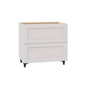 Shaker Assembled 36x34.5x24 in. 2-Drawer Base Cabinet with Metal Drawer Boxes in Vanilla White