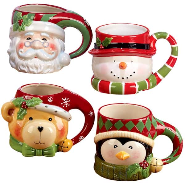 Certified International 3-D 18 oz. Multi-Colored Christmas Mug (Set of 4)