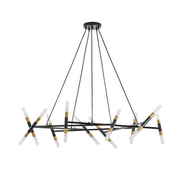 Cuprum 41 in. 20-Light Black Iron Modern Chandelier Fixture Branch Design