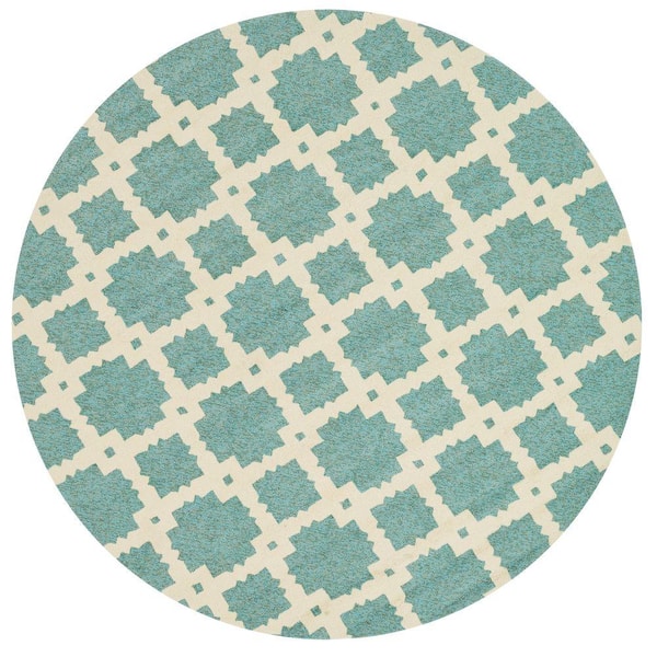 Loloi Rugs Ventura Lifestyle Collection Turquoise/Ivory 7 ft. 10 in. Round Area Rug