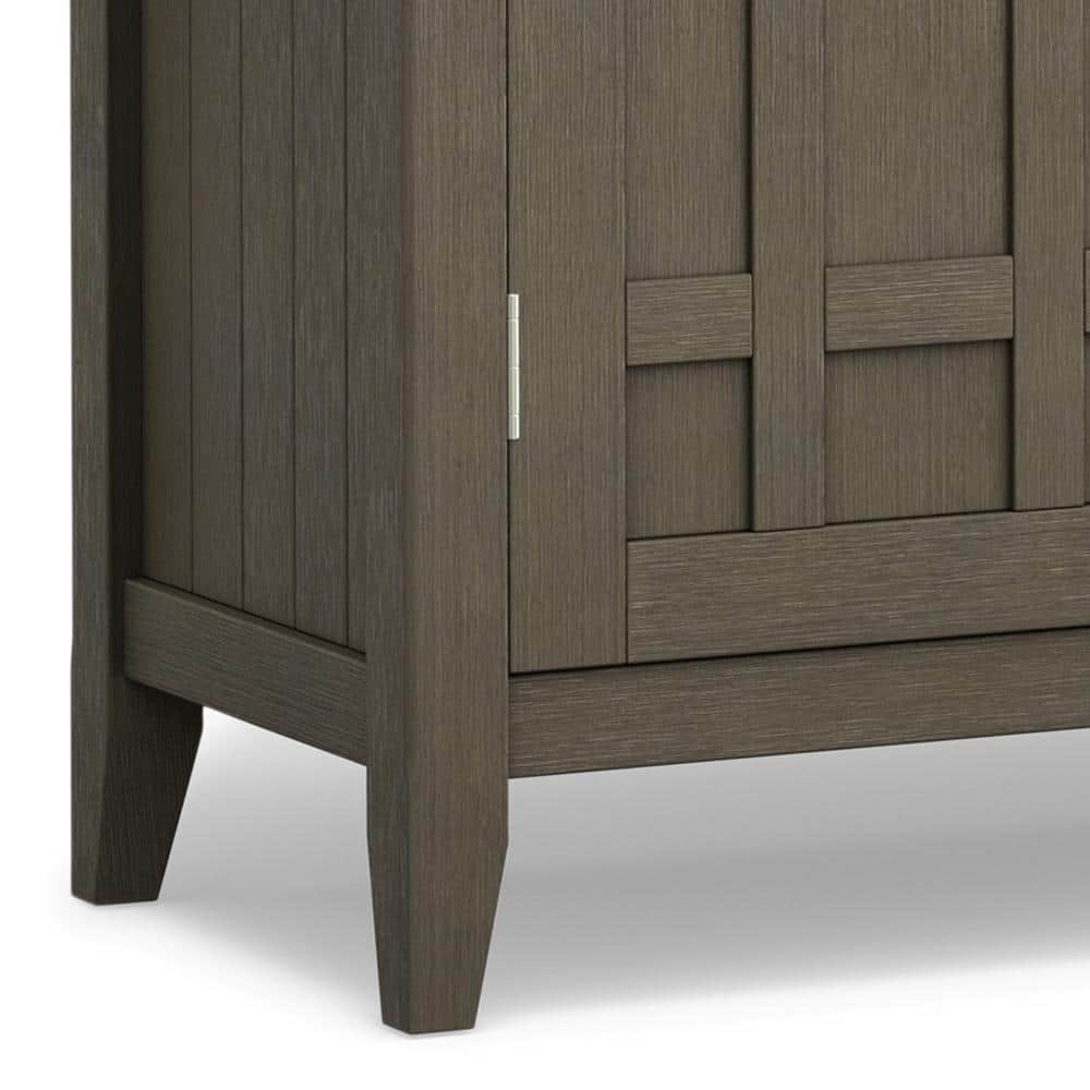 Bedford Solid Wood Farmhouse Grey Sideboard Buffet with Wine Rack