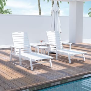 HDPE Outdoor Chaise Lounge Patio Pool Chair White