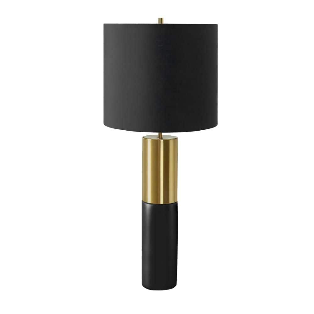 25 in. Black Concrete 1-Light Table Lamp with Gold Metal Accents and Black Fabric Drum Shade for Living Room, Bedroom price history on PriceWatchPro
