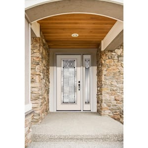 50 in. x 80 in. Full Lite Mission Prairie Primed Steel Prehung Left-Hand Inswing Front Door with Right-Hand Sidelite