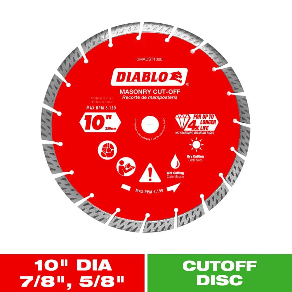 DIABLO 10 in. Diamond Segmented Turbo Cut-Off Discs for Masonry