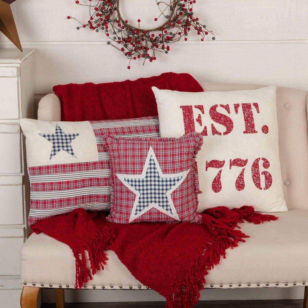 Hatteras 18" Square Patriotic Cotton Blend Throw Pillow