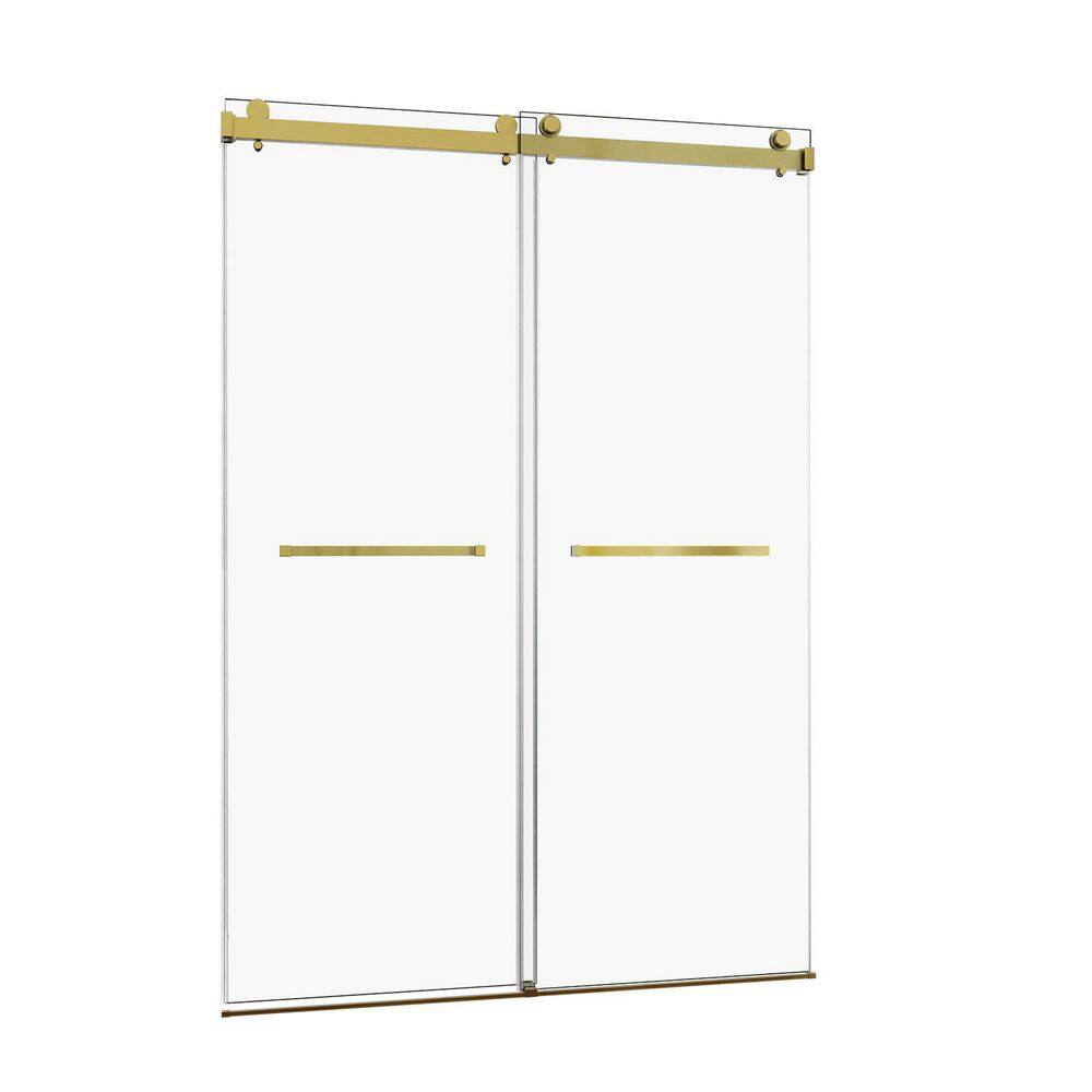 60 in. W x 76 in. H Double Sliding Frameless Shower Door in Gold Finish with Tempered Glass price history on PriceWatchPro