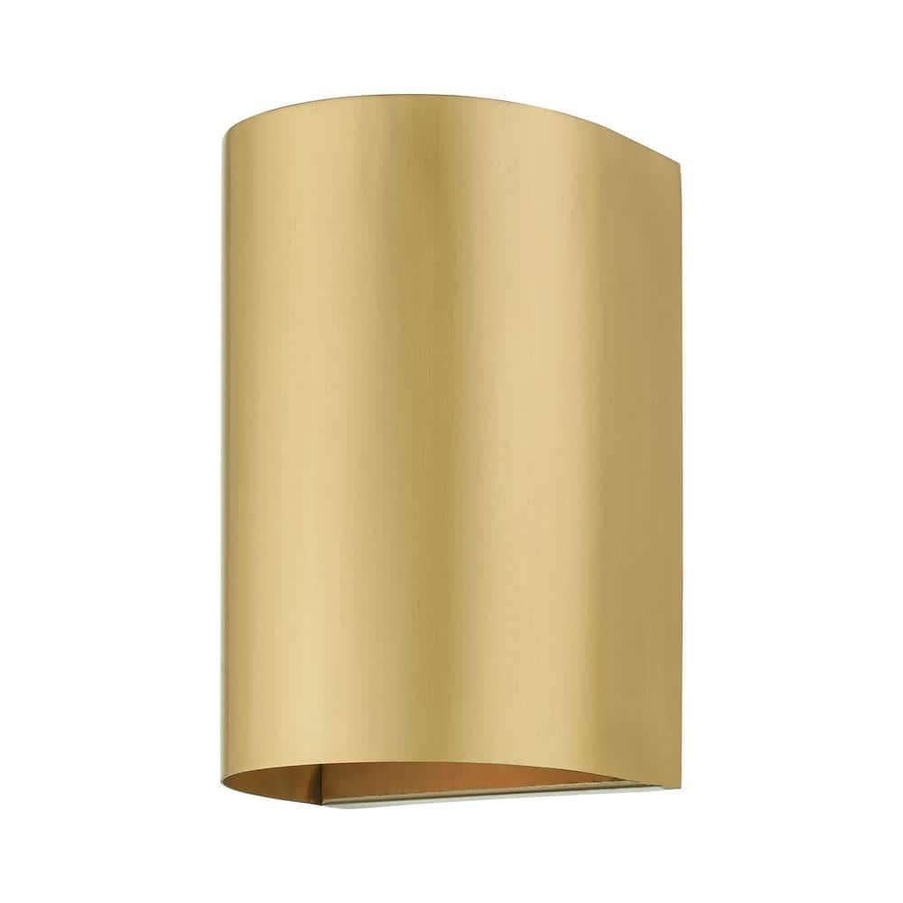 Satin Gold Handcrafted Steel Outdoor Wall Sconce