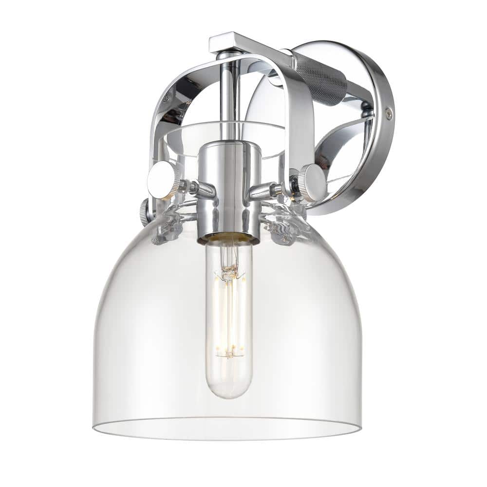 Pilaster II Bell 6.5 in. 1-Light Polished Chrome Wall Sconce with Glass Shade price history on PriceWatchPro
