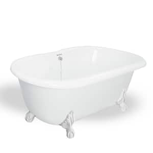 60 in. AcraStone Double Clawfoot Non-Whirlpool Bathtub and Feet in White