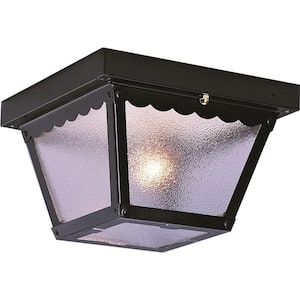 1-Light Outdoor Black Flush Mount Ceiling Fixture
