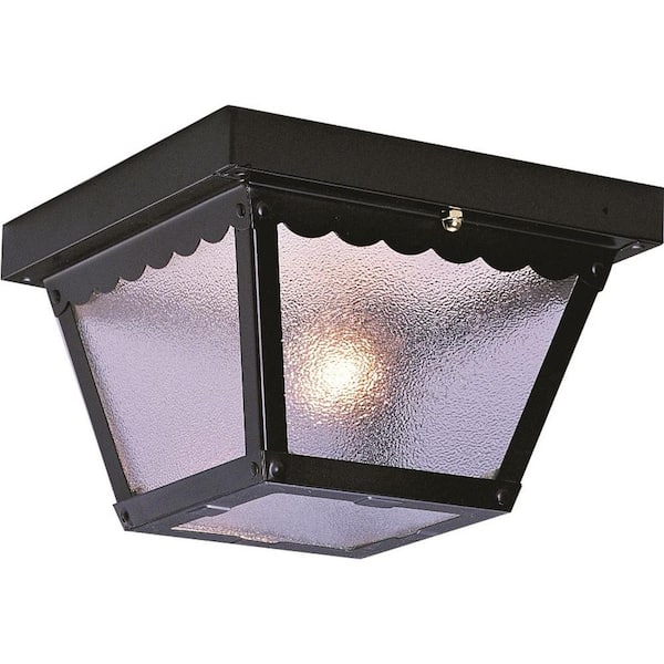 Volume Lighting 2-Light Outdoor Black Flush Mount Ceiling Fixture