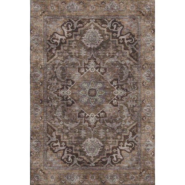 Mayfield Premium Machine Washable Abstract AMF2165 Brown 10 ft. x 14 ft. Area Rug