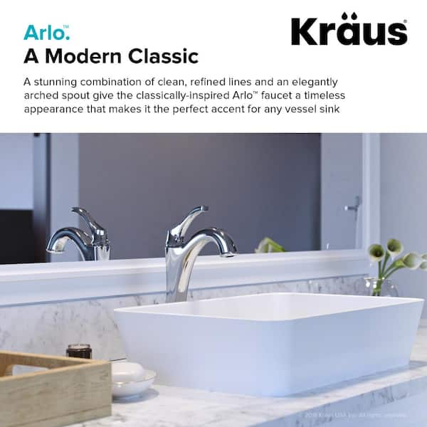 KRAUS Arlo Single Handle Vessel Sink Faucet with Pop Up Drain in