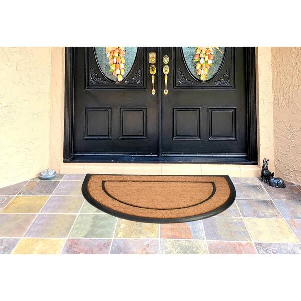 A1 Home Collections A1HC Natural Coir & Rubber Hand Flocked Large Monogrammed Door Mat 30x60 Inches - 30x60 - x