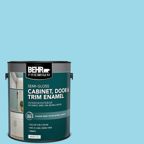 BEHR PREMIUM 1 gal. #P480-3 Cool Water Lake Semi-Gloss Enamel Interior/Exterior Cabinet, Door & Trim Paint
