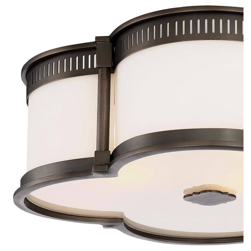 Harvard Court Bronze LED Flush Mount with Etched White Glass