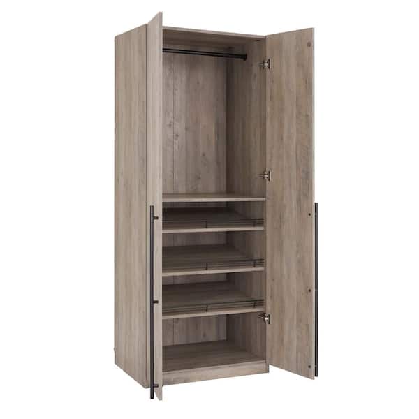 Manhattan Comfort Lee Rustic Grey 63 in. Freestanding Wardrobe
