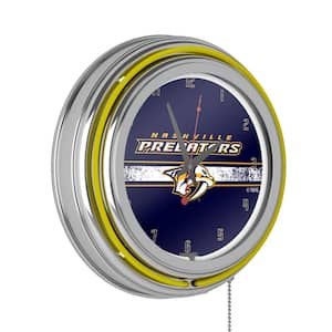 Nashville Predators Yellow Logo Lighted Analog Neon Clock