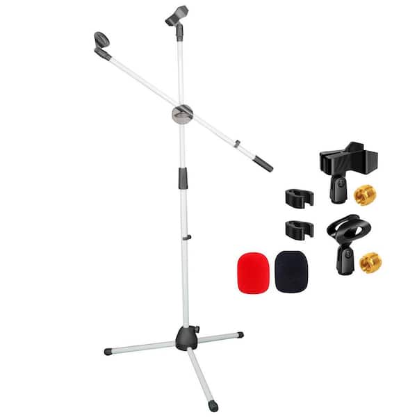 cenadinz Adjustable 31 in.-76 in. Tall Microphone Stand Tripod Floor in White