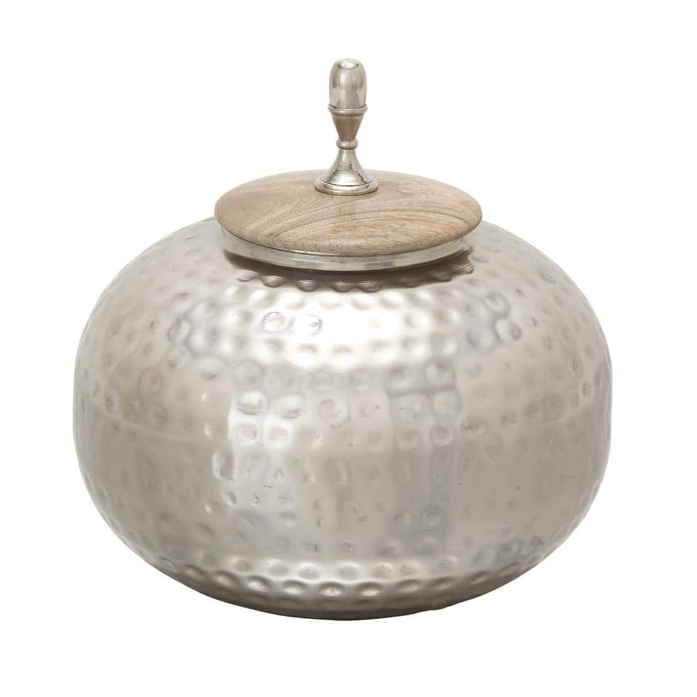 Litton Lane Silver Metal Contemporary Decorative Jar 37531 - The Home Depot