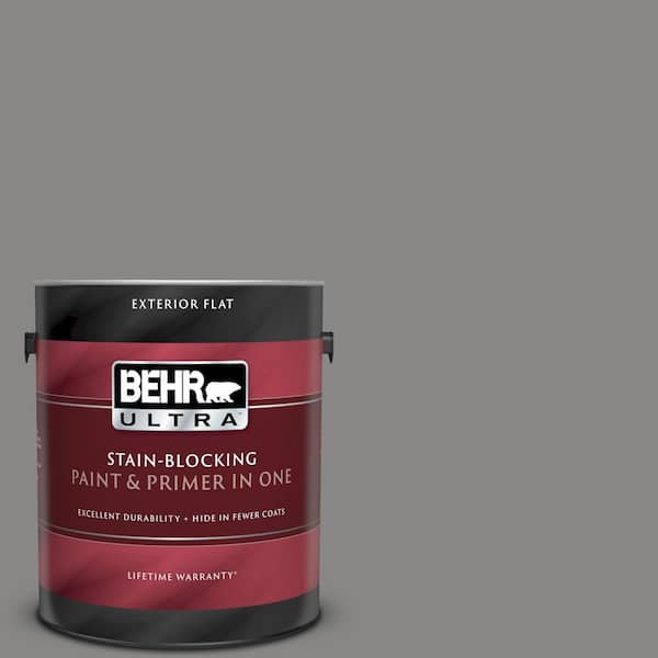 BEHR ULTRA 1 gal. #UL260-4 Pewter Ring Flat Exterior Paint and Primer in One