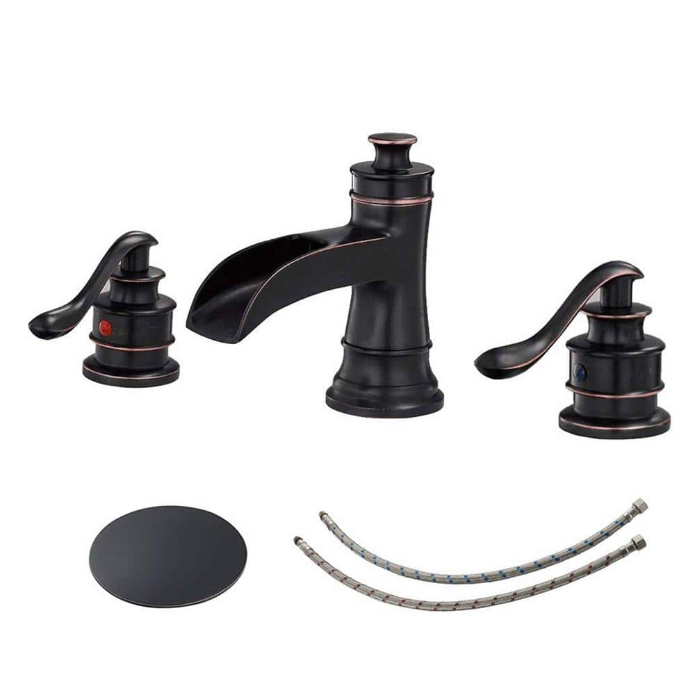 Widespread 8 In. Double Handle Bathroom Faucet,Bathroom Faucets for Sink 3 Hole with Drain Assembly in Oil Rubbed Bronze price history on PriceWatchPro