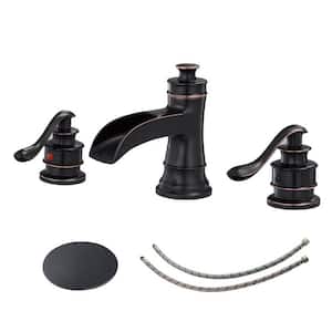 Widespread 8 In. Double Handle Bathroom Faucet,Bathroom Faucets for Sink 3 Hole with Drain Assembly in Oil Rubbed Bronze