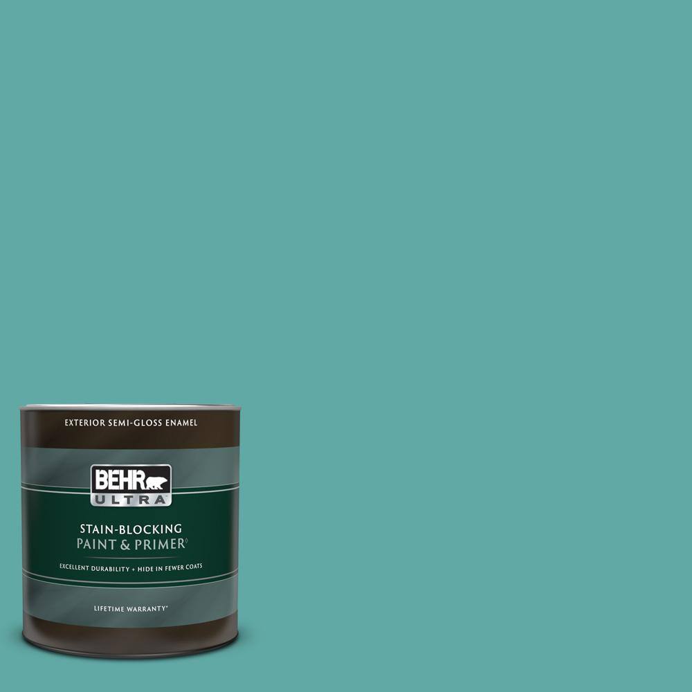 BEHR ULTRA 1 qt. 500D5 Teal Zeal SemiGloss Enamel Exterior Paint