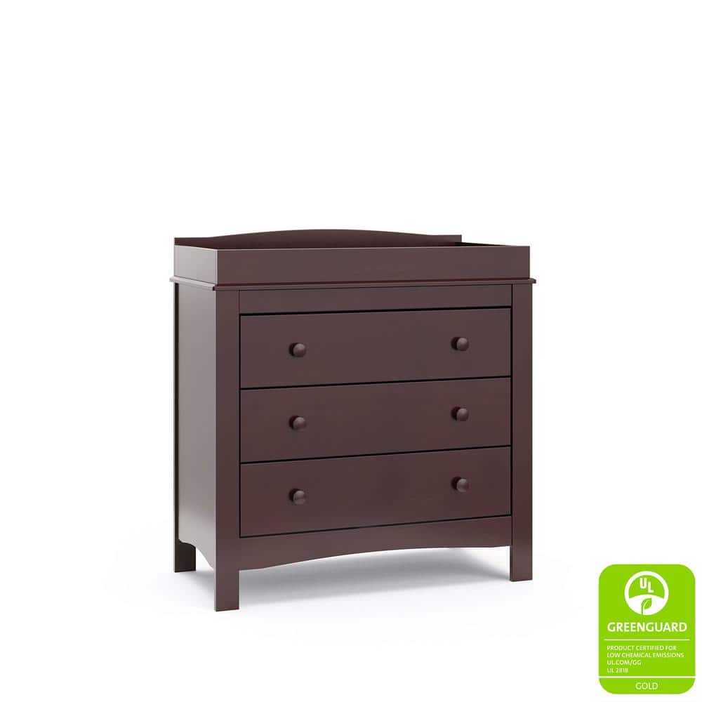 Espresso 3-Drawer Chest with Removable Changing Topper