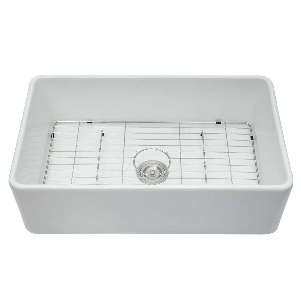 33 in. Undermount Single Bowl White Ceramic Kitchen Sink With Bottom Grids price history on PriceWatchPro