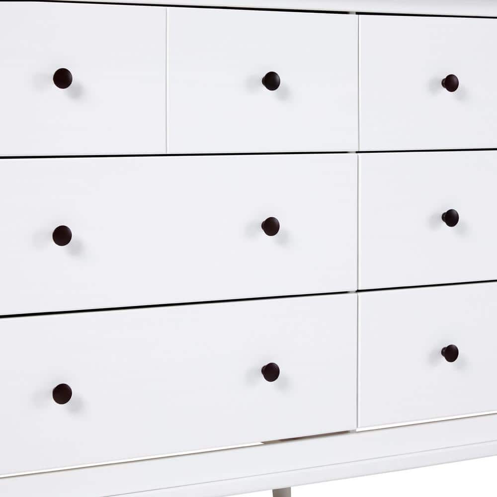 Classic Mid-Century Modern Caramel 6-Drawer 57 in. Solid Wood Dresser - thumbnail 10