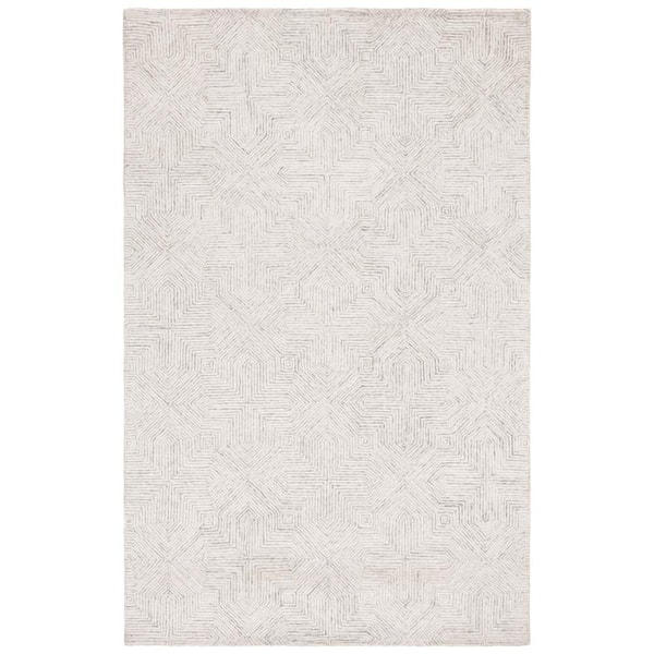 SAFAVIEH Abstract Gray/Ivory Doormat 3 ft. x 5 ft. Chevron Medallion Area Rug