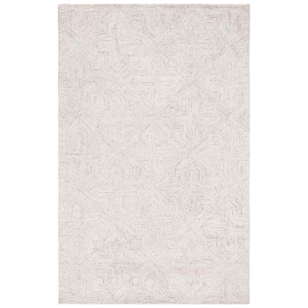 Handmade Grey and Ivory Wool Abstract 4' x 6' Area Rug
