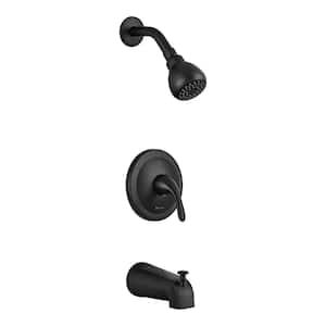 Builders Single Handle 1-Spray Tub and Shower Faucet 1.8 GPM in Matte Black (Valve Included)