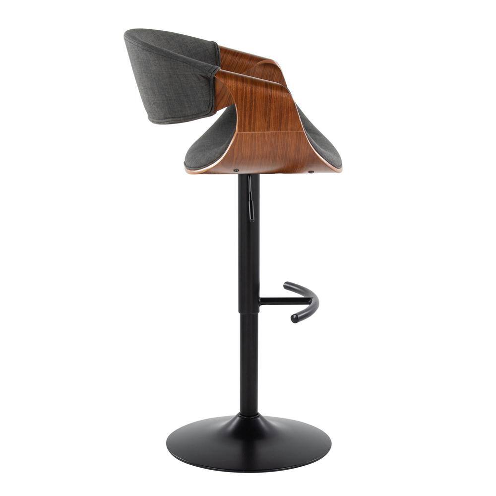 Adjustable Dark Gray Swivel Bar Stool with Wood and Metal Frame