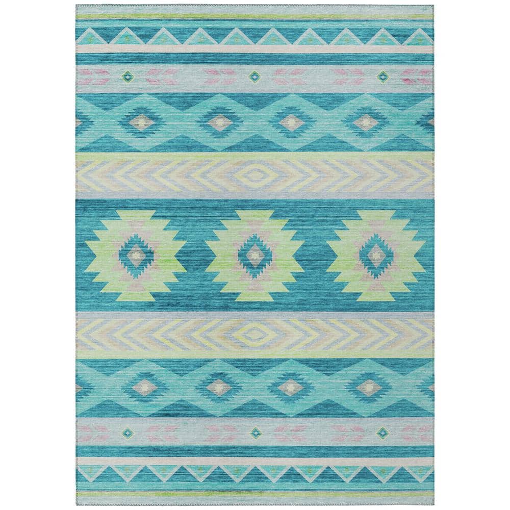 Sonora Blue 3 ft. x 5 ft. Geometric Indoor/Outdoor Area Rug