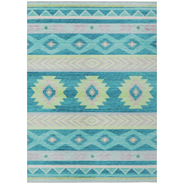 Sonora Blue 3 ft. x 5 ft. Geometric Indoor/Outdoor Area Rug