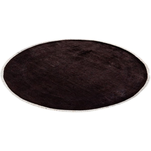 Overdyed Brown 4 ft. 4 in. x 4 ft. 4 in. Wool Indoor Area Rug