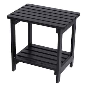 20 in. Tall Black Rectangular Wood Outdoor Side Table