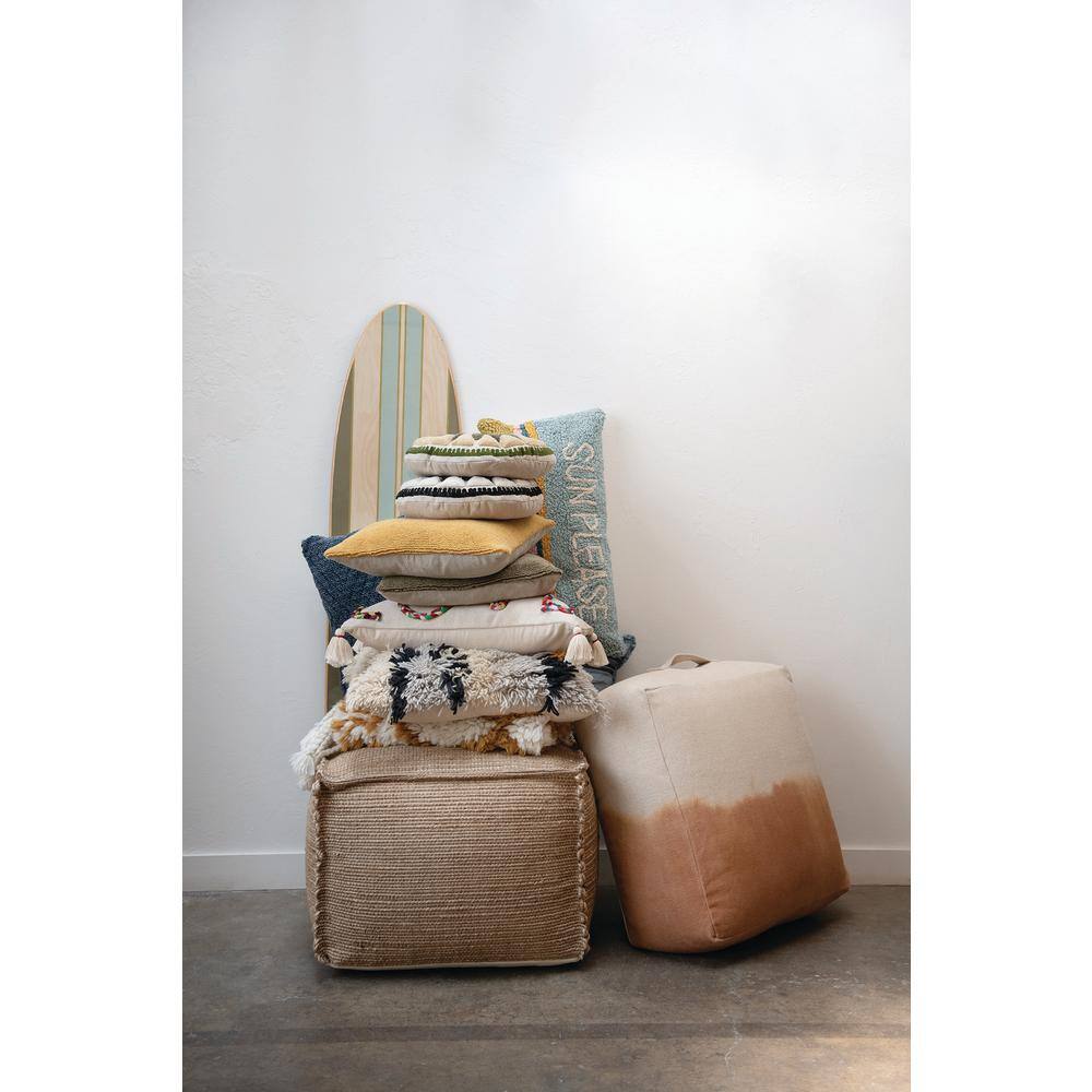 Green and Light Brown Striped Wooden Surfboard Wall Decor