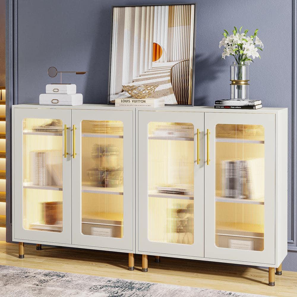 BYBLIGHT Ahlivia White Wood 31.5 in. Sideboard Buffet Cabinet with ...